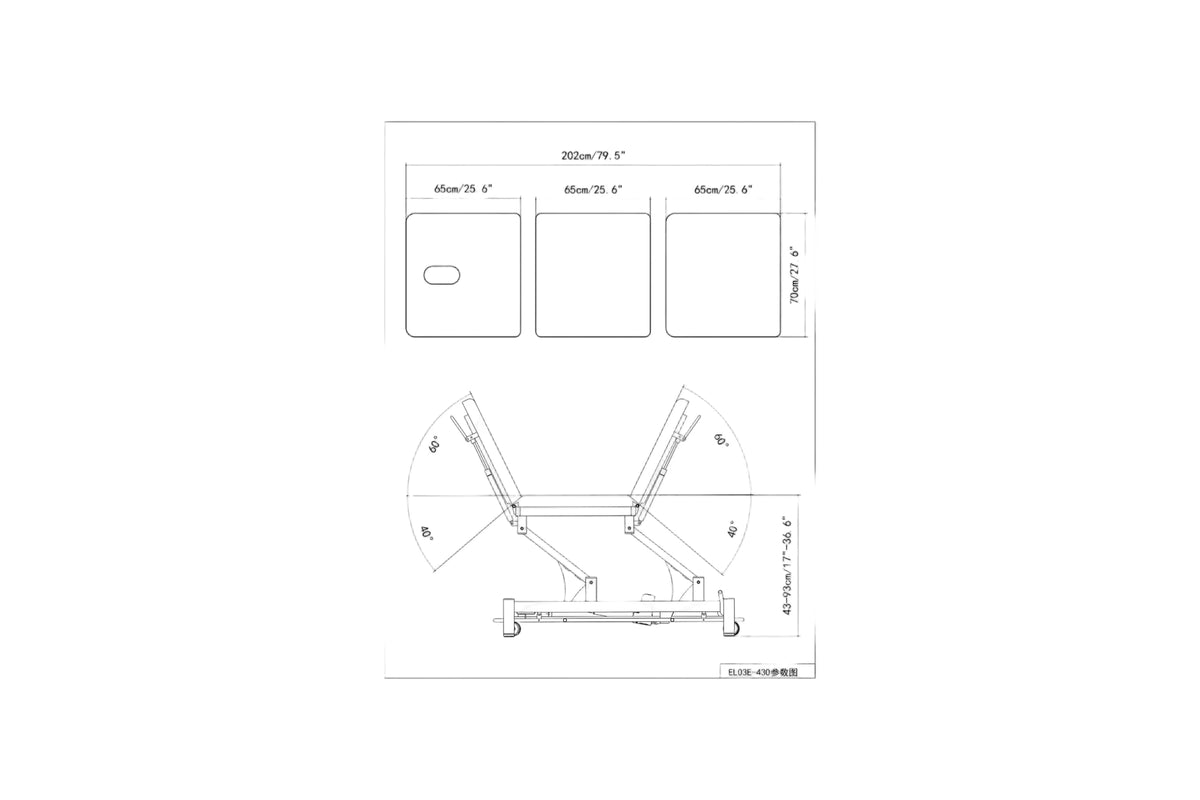 PARICO Coinfycare EL03E-70 3-equal-section electric hi-lo treatment table, view 4
