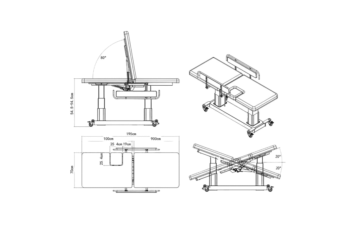 PARICO ELT200SD 2-section ultrasound imaging table, view 3
