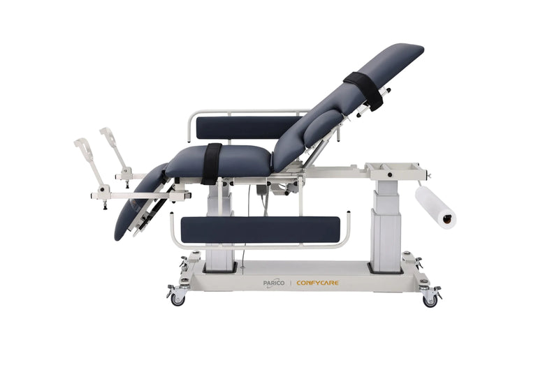 PARICO ELT300SD 3-section ultrasound imaging table in Navy Blue, view 1
