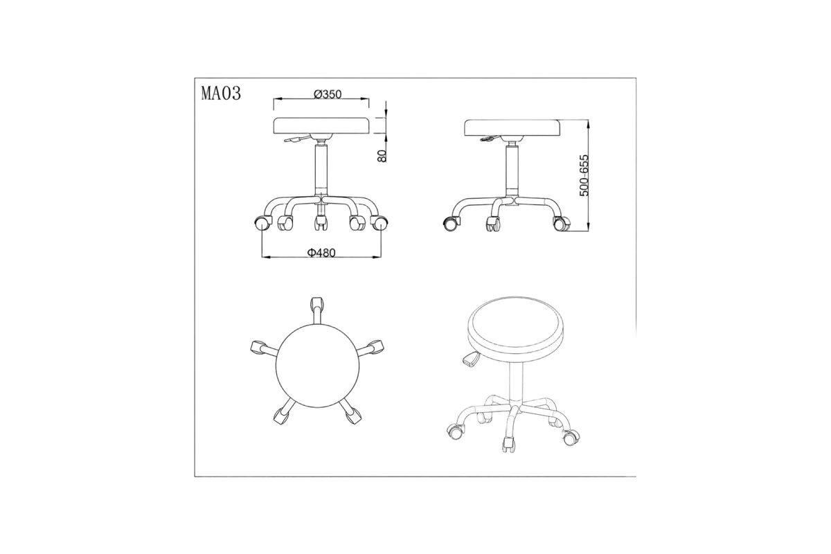 PARICO MA03 round medical exam stool, view 5