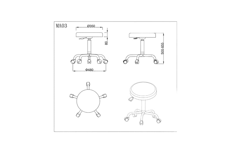 PARICO MA03 round medical exam stool, view 5