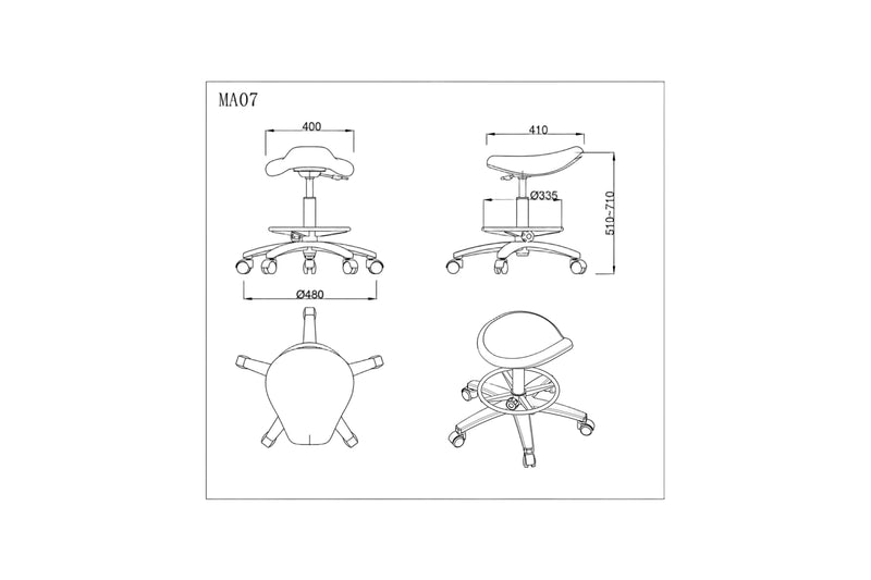 PARICO MA07 tall saddle stool with foot ring, view 5