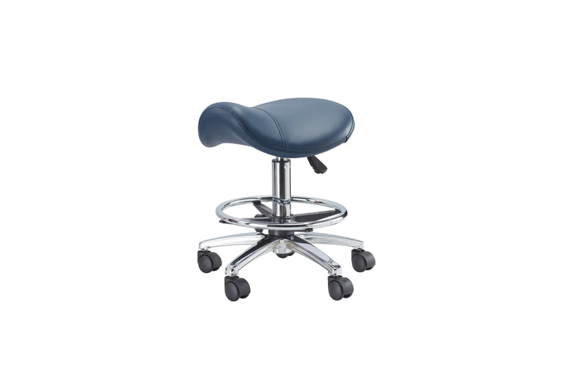 PARICO MA07 tall saddle stool with foot ring in Navy Blue, view 6