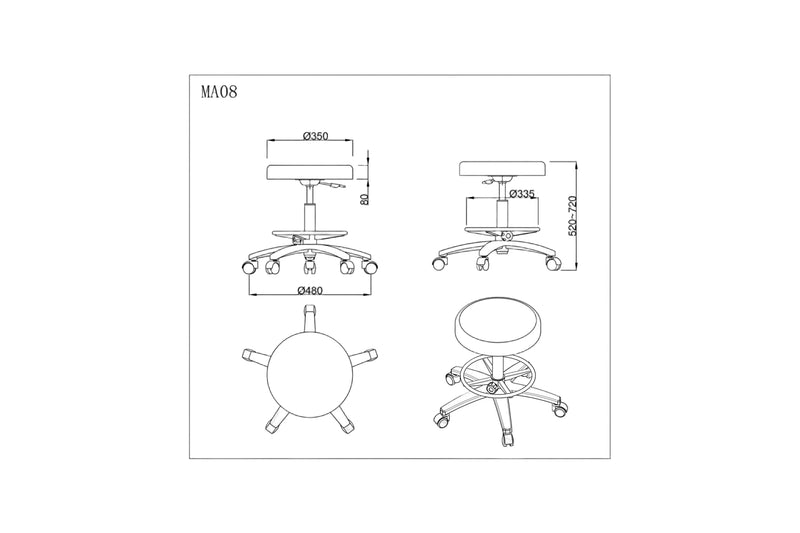 PARICO MA08 round medical stool with foot ring, view 6