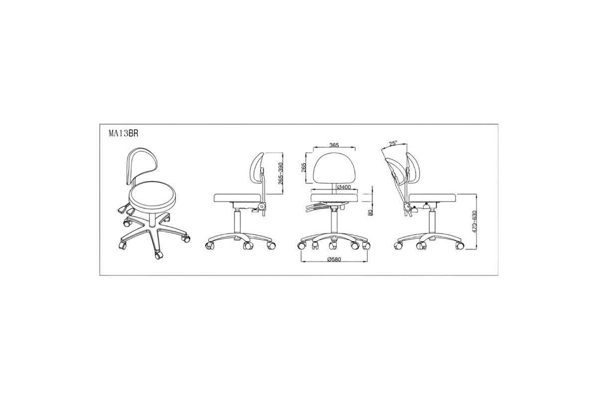 PARICO MA13BR round medical stool with backrest, view 18