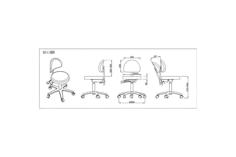 PARICO MA13BR round medical stool with backrest, view 18