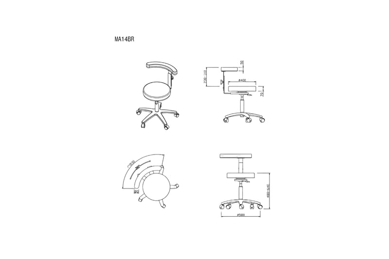 PARICO MA15AR medical stool with swing armrest, view 18